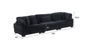 English Elm Bentley Modern Modular Sectional Sofa & Loveseat Configuration with Corduroy Fabric, Ottoman Seating Design Black B009S02140