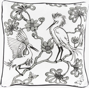 Surya Egrets 20"X20" Elegant Floral Accent Pillow - Soft Cotton, Durable & Stylish Home Decor Essential White Cotton Fbe003-2020