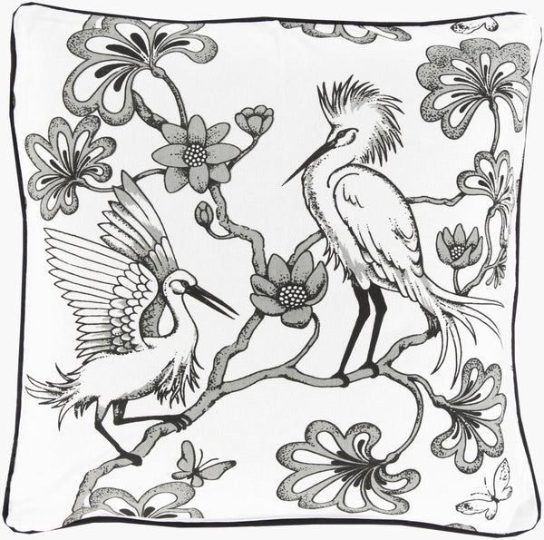 Surya Egrets 20"X20" Elegant Floral Accent Pillow - Soft Cotton, Durable & Stylish Home Decor Essential White Cotton Fbe003-2020