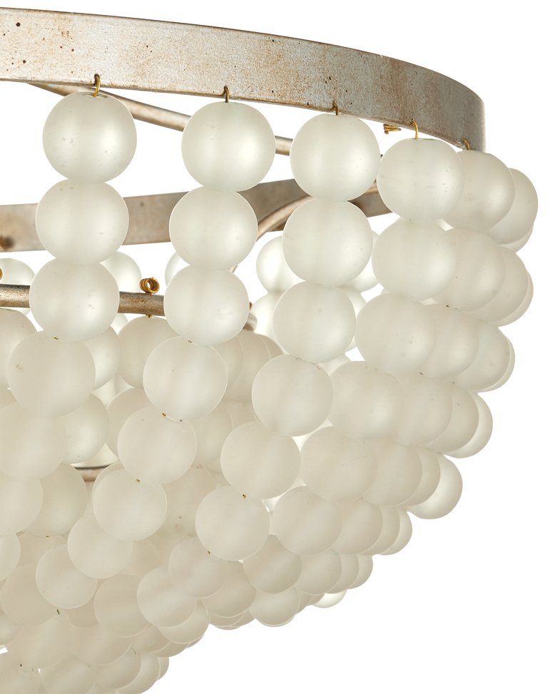 Currey & Company Chanteuse Chandelier & Semi-flush Mount | Elegant Ivory Beads, Adjustable Height, Stunning Design Silver Glass Beads ,Wrought Iron 9000-1323-currey-company