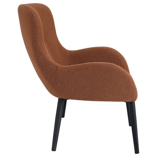 English Elm Luna Rust Upholstered Chair with Curved Mid-Century Silhouette, Plush Textured Fabric & Comfort Trim B062P299844