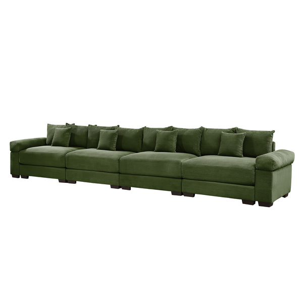 English Elm 170" Oversized Cloud Modular Sectional Couch - Plush Corduroy, Ergonomic Design, 12 Pillows, Customizable Comfort W714S01335