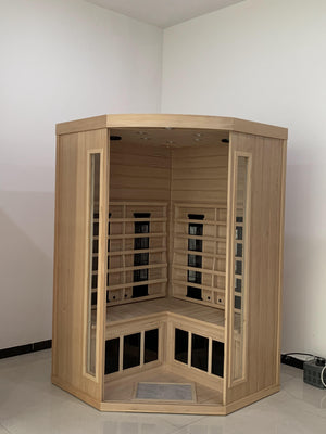 English Elm Indoor Three Person Hemlock Far Infrared Sauna with Audio Speakers and Steam Kit W5530P446217