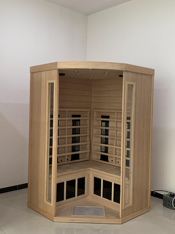 English Elm Indoor Three Person Hemlock Far Infrared Sauna with Audio Speakers and Steam Kit W5530P446217