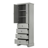 English Elm Storage Cabinet With 2 Doors and 4 Drawers For Bathroom, Office, Adjustable Shelf, Mdf Board With Painted Finish, Grey