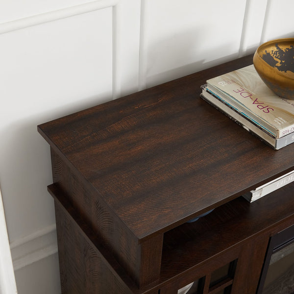 English Elm Classic TV Media Stand Espresso for TVs up to 65" with Glass Doors, Adjustable Shelves, Cable Management and Smooth Finish (58.25"W x 15.75"D x 32"H) W2275P337814