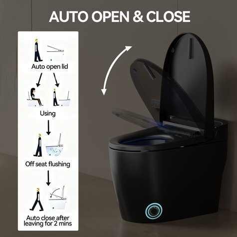 English Elm Unique Intelligent One Piece Toilet with Bidet Warm Air Dryer and Auto Sensor Seat Black W3133P476381