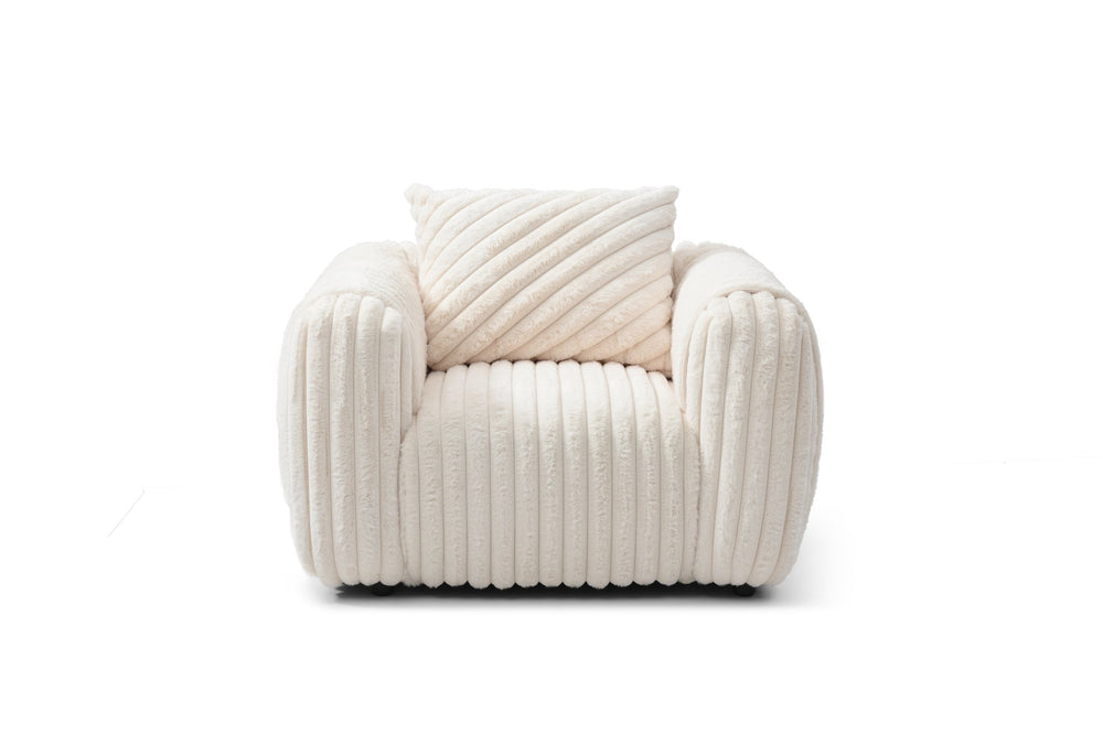English Elm Cancun White Boucle Upholstered Chair G00932A-C — Plush Cushioning, Support Pillow, Durable Frame B078S00626