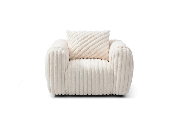 English Elm Cancun White Boucle Upholstered Chair G00932A-C — Plush Cushioning, Support Pillow, Durable Frame B078S00626