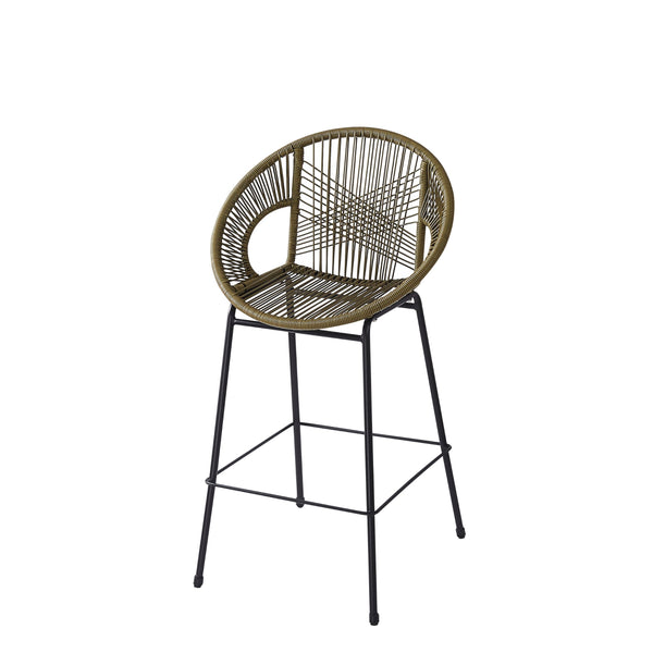 English Elm Christopher Knight Home® - Ferrara Outdoor Faux Wicker Barstool Set of 2 — Ergonomic PE Rattan Seating with Iron Frame, Durable Green N775P266222G