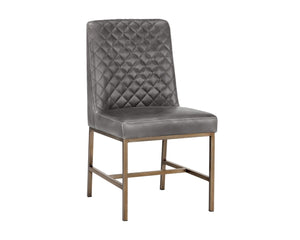 Sunpan LEIGHLAND DINING CHAIR - Timeless Tufted Elegance with Antique Brass Frame for Sophisticated Spaces Grey 104912V