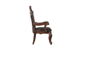 English Elm Picardy Button Tufted Pu Leather Arm Chairs Set of 2 with Queen Anne Carved Frame B2726P462330