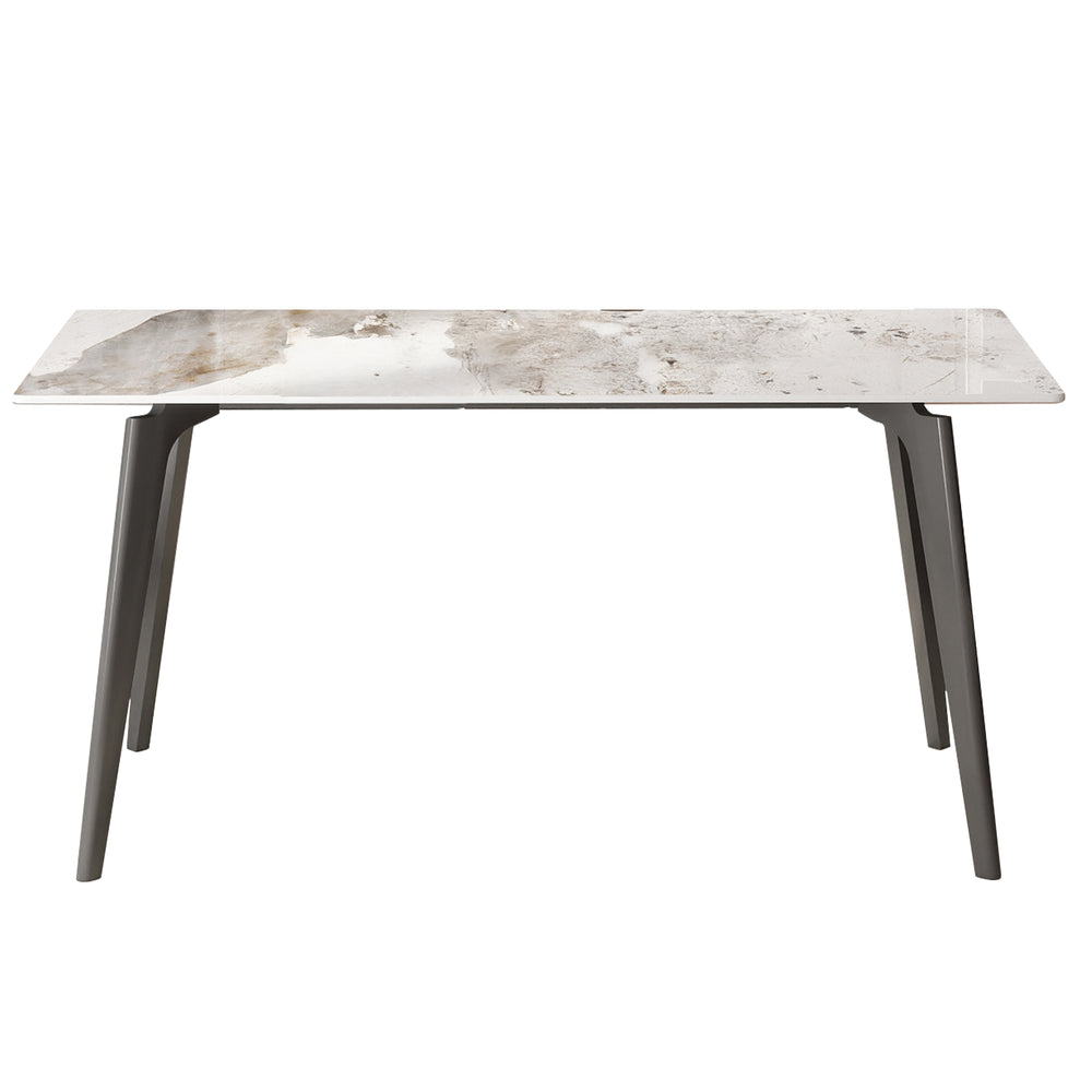 English Elm 62.99" Modern Artificial Stone Dining Table With Dark Grey Metal Legs – Seats 6, Minimalist Design! W1535S00523