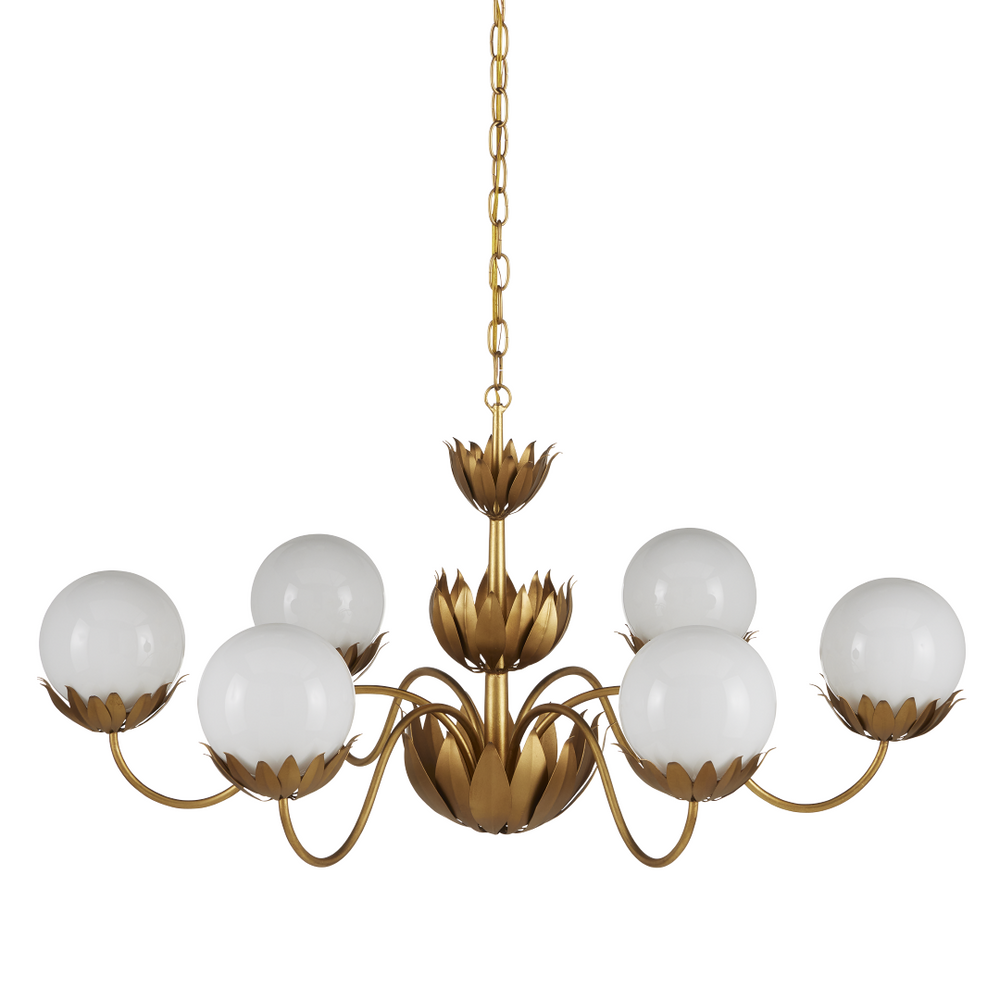 Mirasole Gold Chandelier - Elegant Vintage Design with Adjustable Height & Stunning Glass Globes