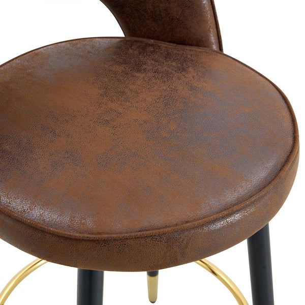 English Elm 360 Swivel Barstools Set of 2 Upholstered Techno Fabric Cushioned Counter Seats W1151P268914