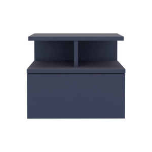 English Elm Adele Navy Blue Floating Nightstand with Drawer & Dual Shelves, Easy Assemble, Space-Saving Storage B200P378369