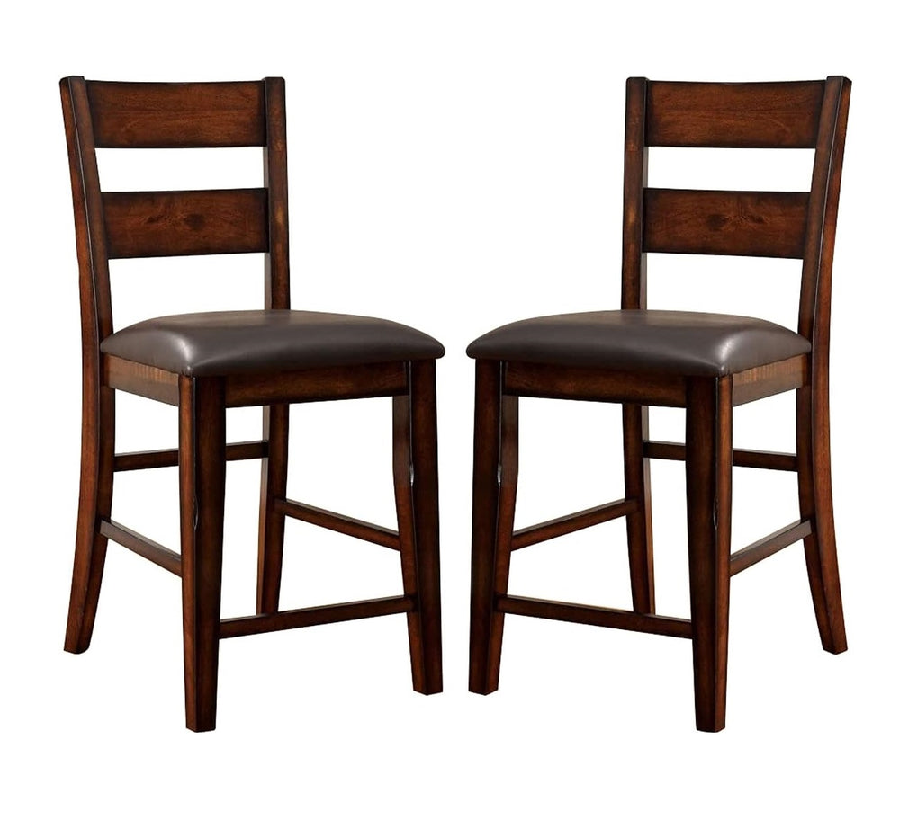 English Elm Dark Transitional Counter Height Chairs Set of 2 in Dark Cherry with Padded Leatherette Seats, Sturdy Design B011P237465
