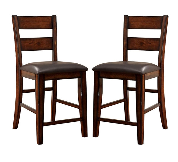 English Elm Dark Transitional Counter Height Chairs Set of 2 in Dark Cherry with Padded Leatherette Seats, Sturdy Design B011P237465
