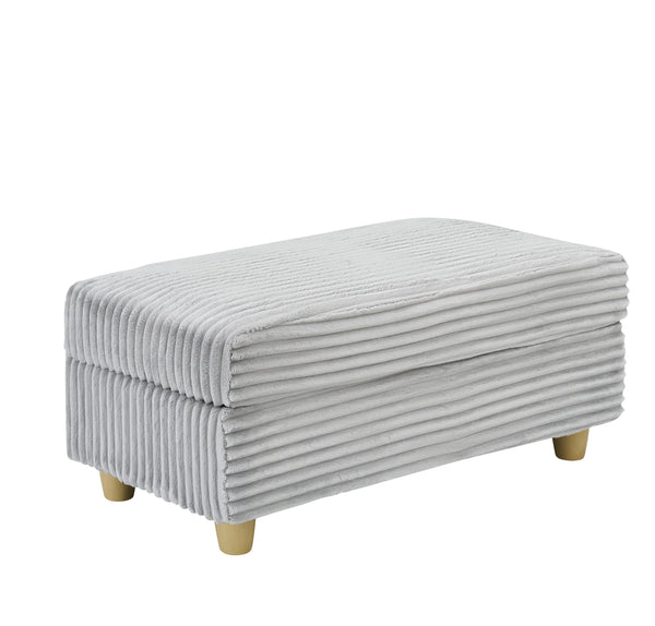 English Elm Grey corduroy single sofa with ottoman storage, built-in armrest compartments, washable covers, 500lb capacity W1658S00139