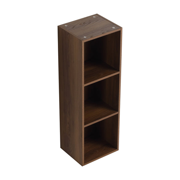 English Elm 12 Inch Wall Mounted Three Tier Storage Shelf Brown Ebony Finish for Bathroom Study W1972P457976