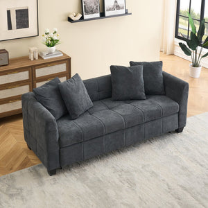 English Elm 77.9-inch cloud velvet 3-seater sofa bed with pull-out sleeper, sturdy wood frame, high-density foam comfort Dark Gray W1278S00076