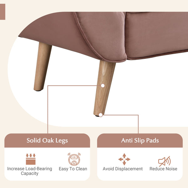 English Elm Upholstered Velvet Tufted Bench with Bolster Pillows Solid Oak Legs Bedroom Entryway Pink N761P304407H