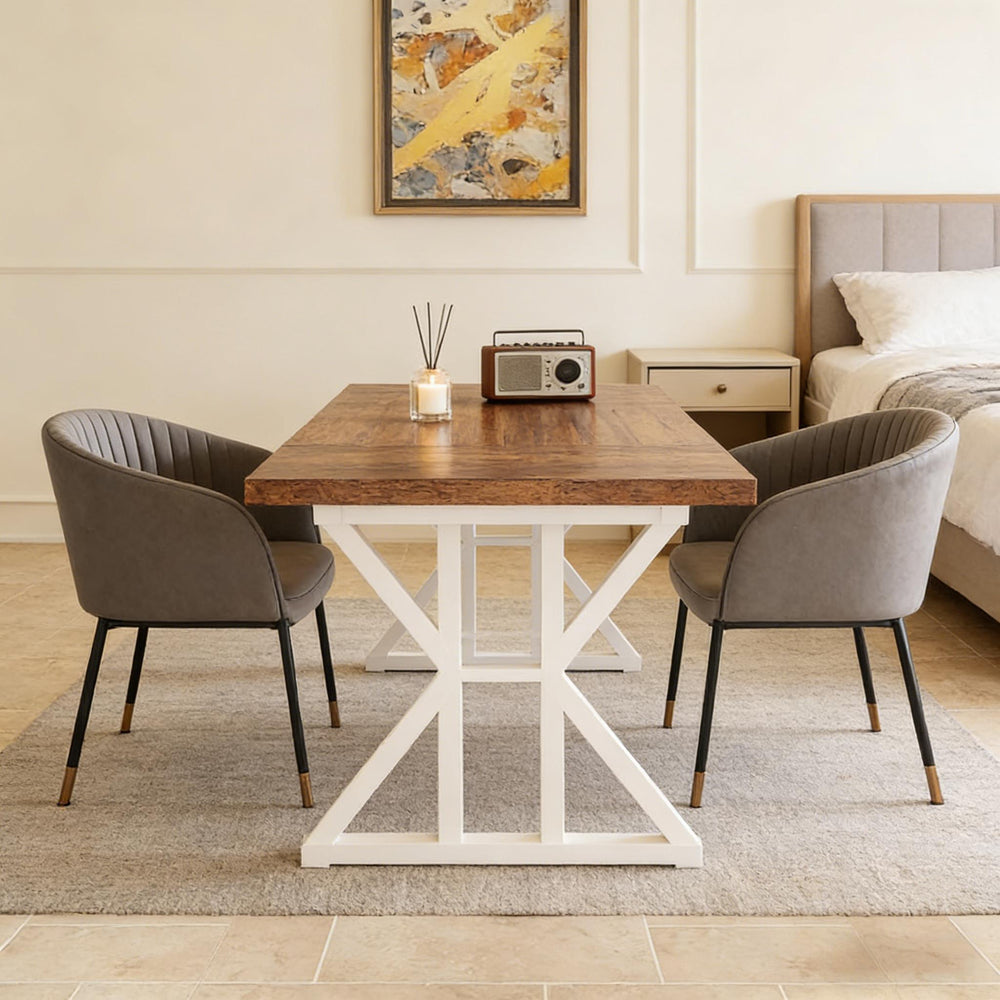 English Elm Woodgrain Walnut Look Bar Height Table with Hexagonal Base for Home Loft Dining T3971P450651