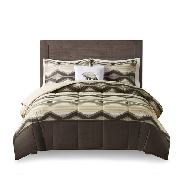 English Elm King Southwest-Inspired Comforter Set With Sherpa Bear Pillow – Cozy Lodge Style & Easy Care! B035P148498