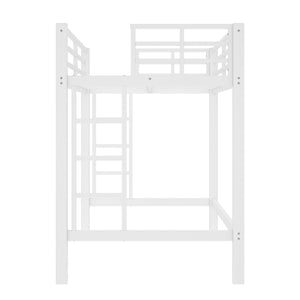 English Elm Twin Xl White Iron Loft Bed with Guardrails and Ladder for Dorm or Teen Room W1580P435706