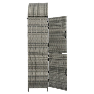 English Elm K&k Tall Arched Pe Rattan Outdoor Storage Cabinet with Adjustable Shelves and Steel Frame Grey N707P420158G