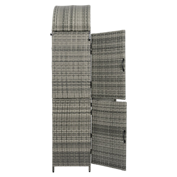 English Elm K&k Tall Arched Pe Rattan Outdoor Storage Cabinet with Adjustable Shelves and Steel Frame Grey N707P420158G