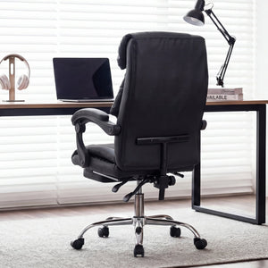 English Elm Office Executive Pu Leather High Back Chair with Footrest Reclining Swivel Seat W3851P452861