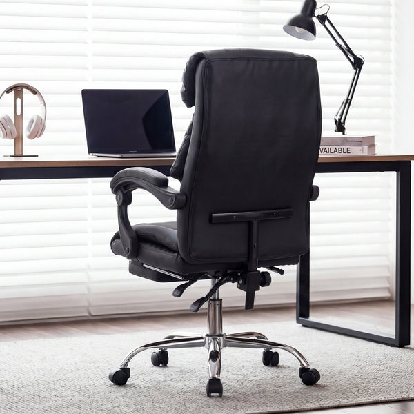 English Elm Office Executive Pu Leather High Back Chair with Footrest Reclining Swivel Seat W3851P452861