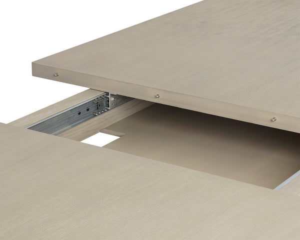 Sunpan Rhaenyra 86" To 120" Extension Dining Table - Elegant Sand Beige Oak Veneer for Stylish Dining Spaces