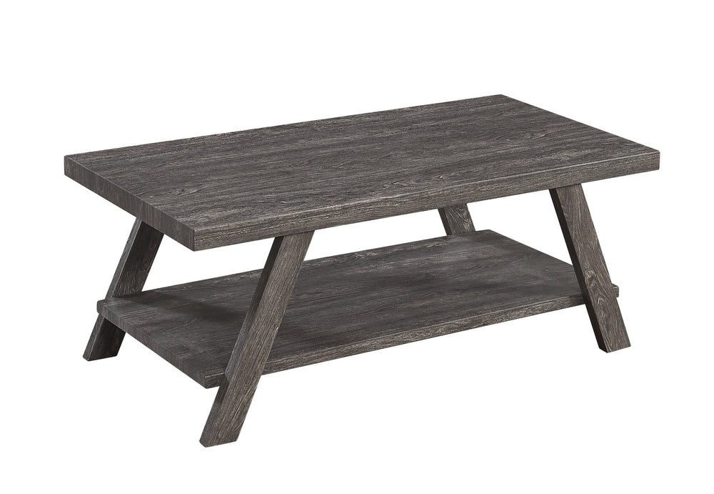 English Elm 3PC Rustic Modern Coffee Table Set with Built-In Shelf, Dark Wood Grain Finish for Living Room Gray 49.5 L x 26.5 W x 7.2 H B011P405676
