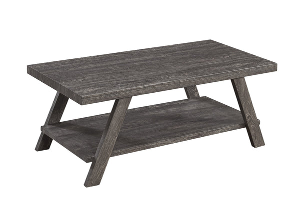 English Elm 3PC Rustic Modern Coffee Table Set with Built-In Shelf, Dark Wood Grain Finish for Living Room Gray 49.5 L x 26.5 W x 7.2 H B011P405676