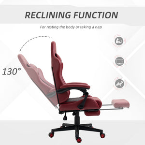English Elm Vinsetto Ergonomic Racing Gaming Chair Diamond PU Leather High Back Recliner with Footrest, Red W2225P173918