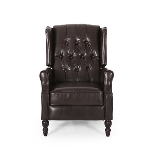 English Elm Charcoal Wingback Pushback Recliner with Button Tufted Diamond Fabric Upholstery N763P410529D
