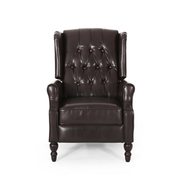 English Elm Charcoal Wingback Pushback Recliner with Button Tufted Diamond Fabric Upholstery N763P410529D