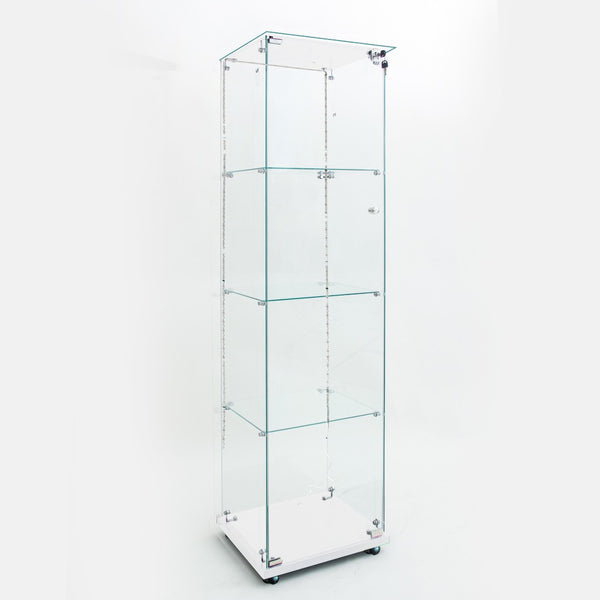 English Elm Tempered Glass Display Cabinet With Bluetooth Led Lights - Modern White Storage & Wine Unit, Secured W3155P268112-GIGA