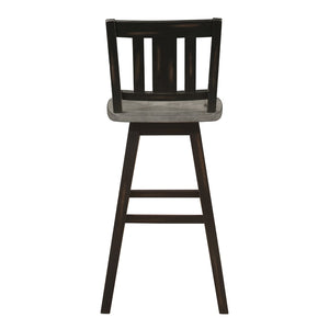 English Elm Pub Height Swivel Chairs Set Of 2 - Distressed Gray & Black Rustic Rubberwood Bar Furniture B011P194915-GIGA