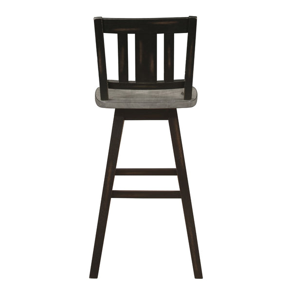 English Elm Pub Height Swivel Chairs Set Of 2 - Distressed Gray & Black Rustic Rubberwood Bar Furniture B011P194915-GIGA