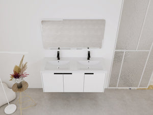 English Elm 48" Modern Wall-Mounted Bathroom Vanity With Resin Double Sink & Soft-Close Doors For Stylish Storage P2 W999S00352-GIGA