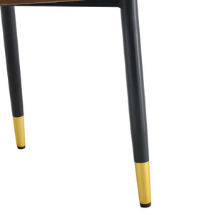 English Elm Brown Velvet Dining Chair Set of Two with Black Metal Legs and Gold Accent Detail W1151P211986