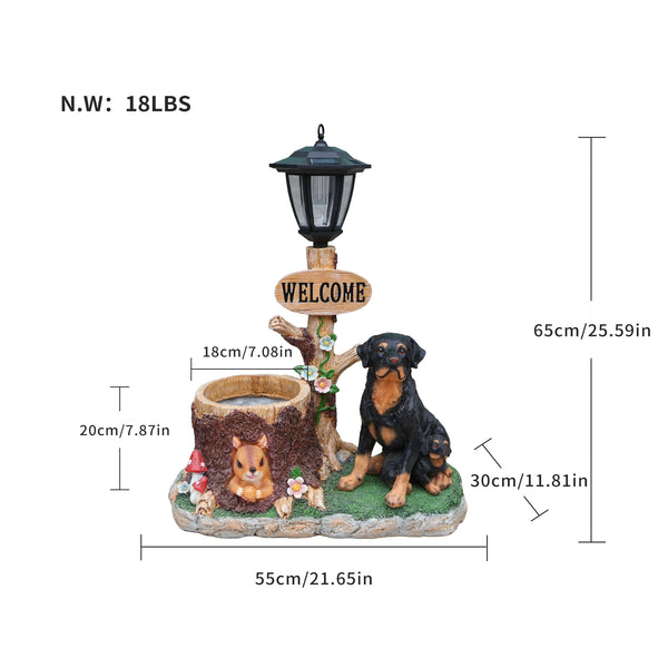English Elm Rottweiler Mother and Puppy Sculptural Garden Planter Weatherproof Outdoor Accent W5398P464249