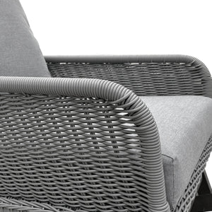 English Elm Contemporary Wicker Rocking Chair Pe Rattan Weave Wooden Frame Plush Cushions Patio Gray N767P229004G