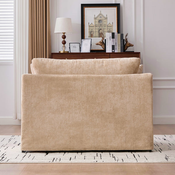 English Elm 43.9" Oversized Chenille Accent Chair with Bolster Pillows Farmhouse Living Room Seat Wheat W3098P419125