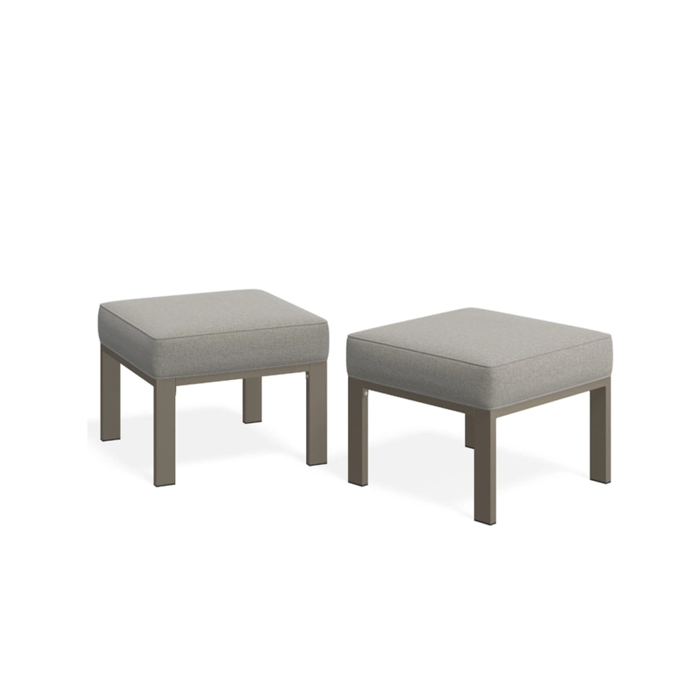 English Elm Set of 2 Outdoor Square Iron Ottomans with Thick Olefin Cushions for Patio Lounge Light Khaki+Beige B082P455118