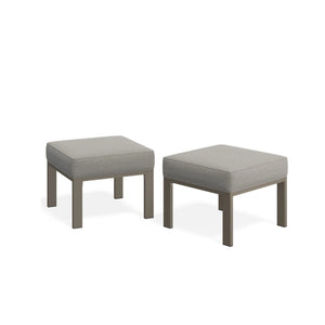 English Elm Set of 2 Outdoor Square Iron Ottomans with Thick Olefin Cushions for Patio Lounge Light Khaki+Beige B082P455118