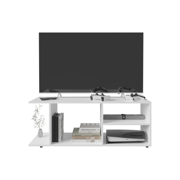 English Elm Entertainment Center Barton White – Compact Engineered Wood TV Stand with Spacious Shelves & Ample Storage B092P238704